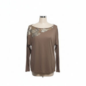 Armani Exchange long-sleeve sequin embellishments cold shoulder size L